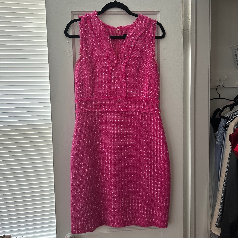 J. Crew Knee-Length Pink Tweed Dress Size 4